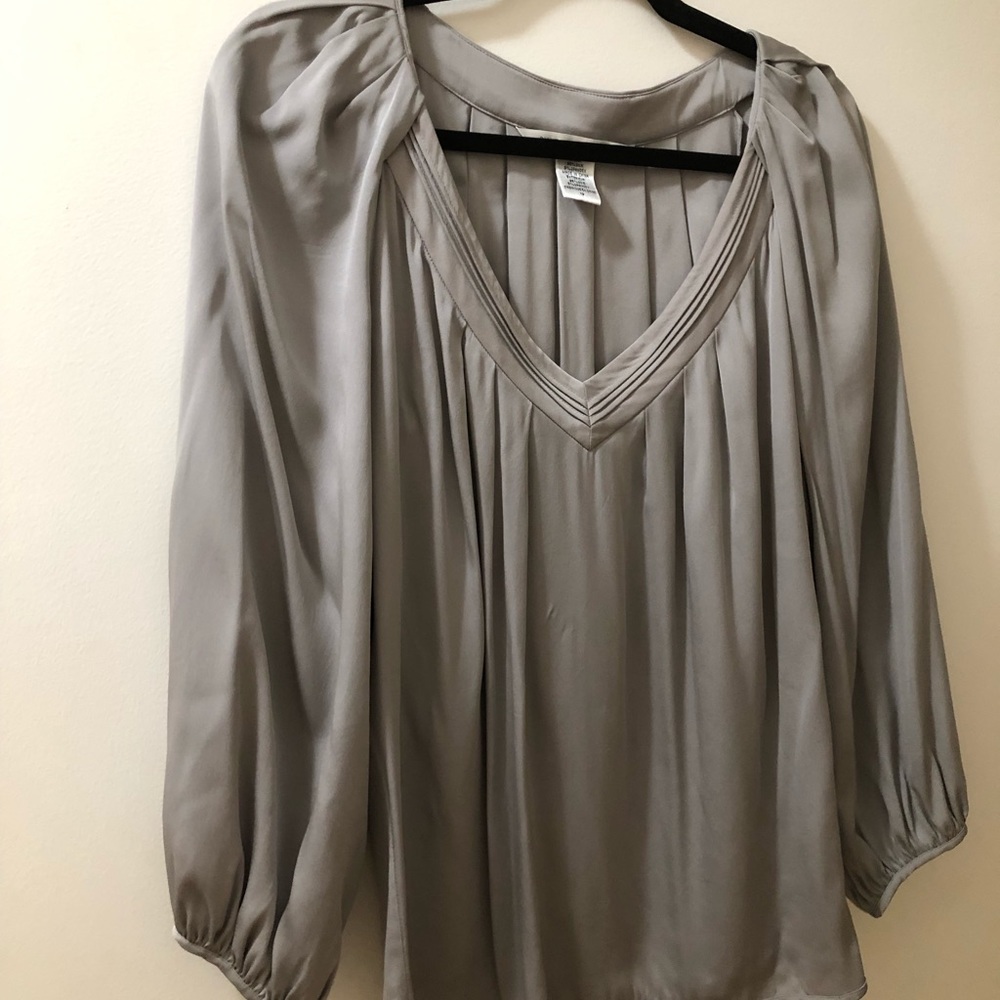 DVF grey silk long sleeve top